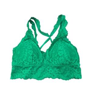 aerie Fa La Lace Padded Longline Bralette - Green Alpine Size s